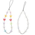 thumbnail image 1 of 2pcs Perles Colorées Charmes de Téléphone Mobile Papillon Perles Chaînes de Téléphone Longes, 1 of 5