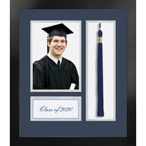 2020 Academic Nova Black Photo Frame, Navy and Silver matting with Tassel opening 5x7 Photo opening