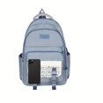 thumbnail image 4 of 1pc Fashion Simple Trendy High School Middle Students Backpack, Large Capacity Foldable Multi-functional Backpack, Outdoor Travel Bag, Cute Cartoon Letter Pattern Bag, Simple Contrast Color Bag, 4 of 5