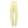 thumbnail image 5 of Summer Pants for Women Daily Home Outdoor Elastic Waist Side Pockets Trousers Casual Workout Trousers Sweatshirt Cargo Pants Fashion Woman Clothes Womens Boot Leg Women Fashion for Work Beige S, 5 of 6