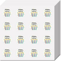 8 Sheets 128Pcs Happy Birthday Mini Stickers Small Planner Sticker Labels 0.98 Inch Self Adhesive Round Dot Cartoon Decal