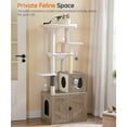 thumbnail image 4 of HOOBRO Cat Tree with Litter Box Enclosure, Tall Cat Tower for Indoor Cats, All-in-One Modern Cat Condo, Hidden Litter Box Enclosure Furniture, with Cat House, Sisal Posts, Greige and White BG51MZ03, 4 of 8