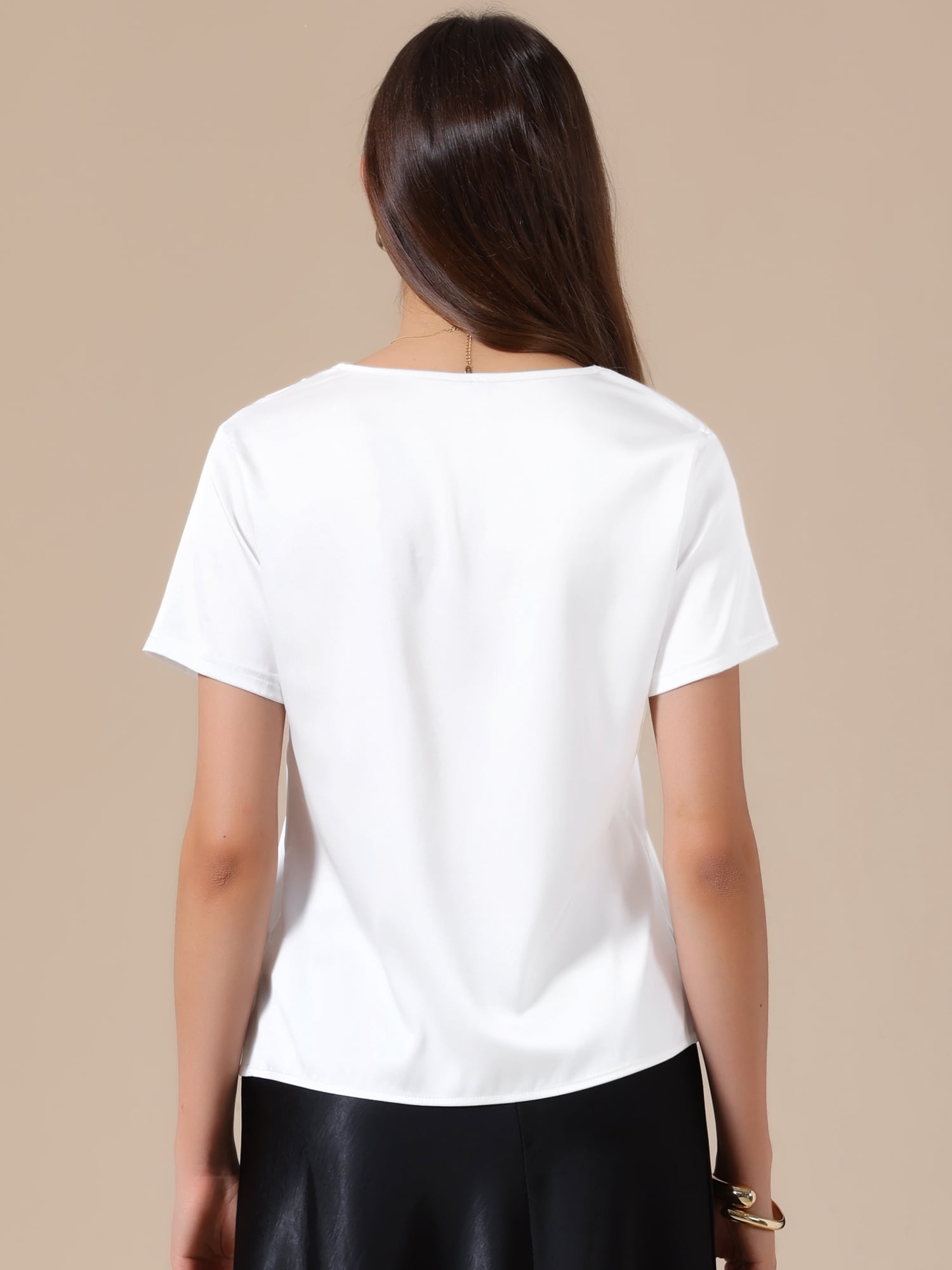 DARING DIVA Women's Elegant Floral Lace Blouse Short Sleeve Casual Work Shirt XL White