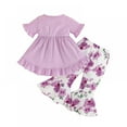 thumbnail image 7 of 9M-4T Kids Summer Outfit Baby Girl Adorable Clothes Ruffle Sleeve Top Flared Floral Long Pant Set, 7 of 7