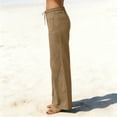 thumbnail image 5 of LNWUY Linen Pants for Women Summer Lounge Pants High Waisted Straight Leg Trouser with Pockets Beach Vacation Clothes Yellow XXL, 5 of 7