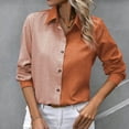 thumbnail image 2 of Kaemgyyd Womens Button down Shirt Casual Linen Button up Blouse Long Sleeve Color Block Work Office Collared Tops Tunics, 2 of 5