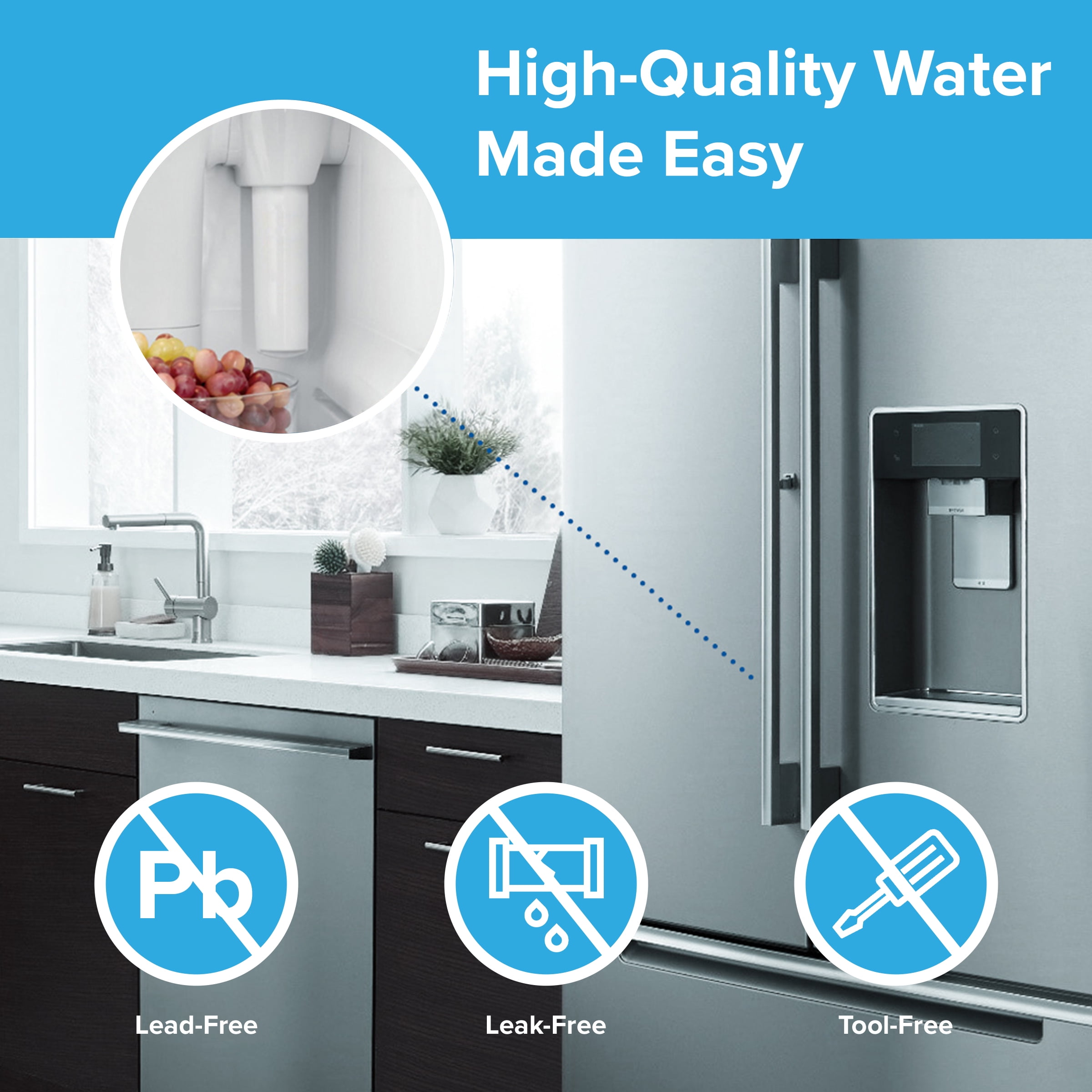 Brio 6022A Refrigerator Water Filter Replacement Compatible With GE MSWF, 101820A, 101821B, RWF1500A