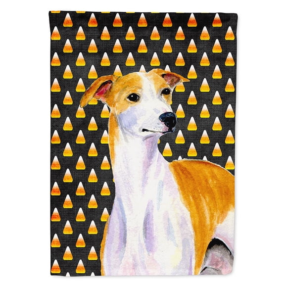 Whippet Candy Corn Halloween Portrait Garden Flag