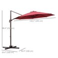 thumbnail image 2 of Parasol Déporté de 10 Pi pour Patio avec Rotation à 360°, Manivelle et Base en Croix pour Jardin, Terrasse, Piscine, Cour Arrière, Rouge Vin, 2 of 7