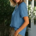 thumbnail image 5 of Nkmbld Womens Linen Tops Summer V Neck Basic Shirts Short Sleeve Casual Solid Tee Shirts, 5 of 7