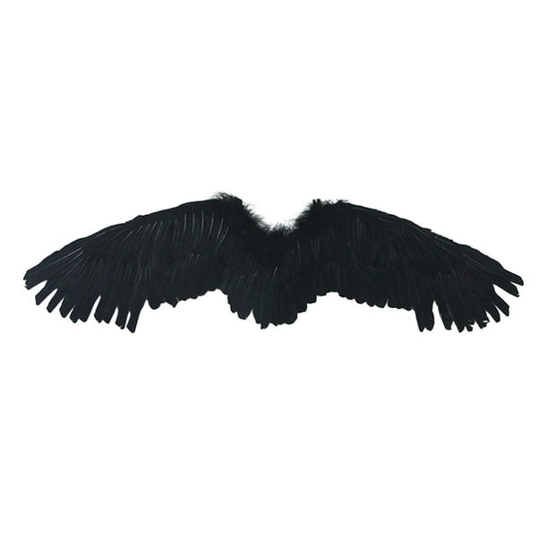 Alas de ángel para disfraz de cosplay, accesorio para disfraz, alas de plumas, decoración de Halloween para Negro