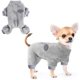 thumbnail image 1 of Dinheiro Pijamas para perros pequeños Suéter de invierno para perros con anillo de correa Cálido forro polar para cachorros Ropa para mascotas Trajes Rosa lindo perrito (gris) M, 1 of 7
