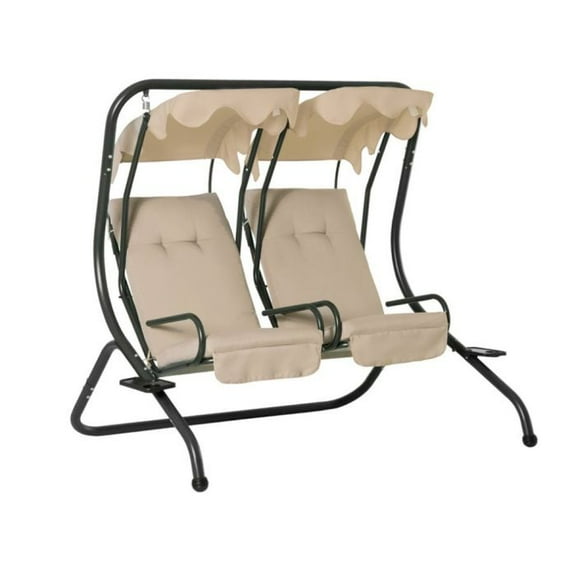 Garden Winds Custom Fit Replacement Canopy Top Cover Compatible with The Outsunny 84A-052, 842525130981 2 Separate Seat Glider Swing - Upgraded Performance RipLock 350 Fabric