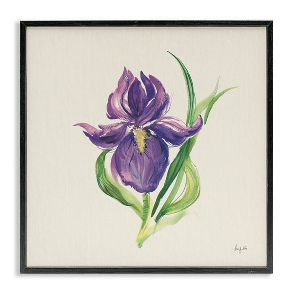 Stupell Industries Easter Iris Bloom Botanical & Floral Painting Black Framed Art Print Wall Art, 12 x 12