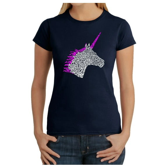 LA Pop Art Women's Word Art T-Shirt - Unicorn