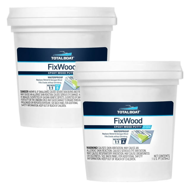 Masilla epoxica TotalBoat Fixwood, kit de 2 pintas, de grado marino, color blanco