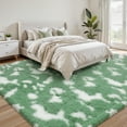 thumbnail image 2 of Lalado 8ft x 10ft Shag Area Rug, Soft Fluffy Indoor Tie-Dye Area Rugs for Living Room Bedroom Decor Carpet, Green & White, 2 of 8