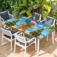 thumbnail image 2 of Coastal Christmas Table Cloths for 4 Foot Rectangle Tables, Gingerbread Beach Xmas Tree Holiday Patio Waterproof Elastic Fitted Tablecloths, Washable Rectangular Table Cover for Camping, 2 of 8