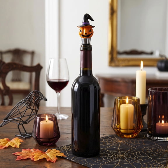 Gqtwoy Halloween Witch Hat Pumpkin Wine Bottle Stopper, Decorative Gift, Airtight Silicone Seals, Wine Saver, Bar Spooky Decor, Rust-Resistant Alloy, Effortless Sealing