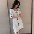 thumbnail image 2 of Camisón de manga corta con volantes para mujer, ropa de dormir de estilo coreano, vestido de noche de verano, ropa de casa, 2 of 3