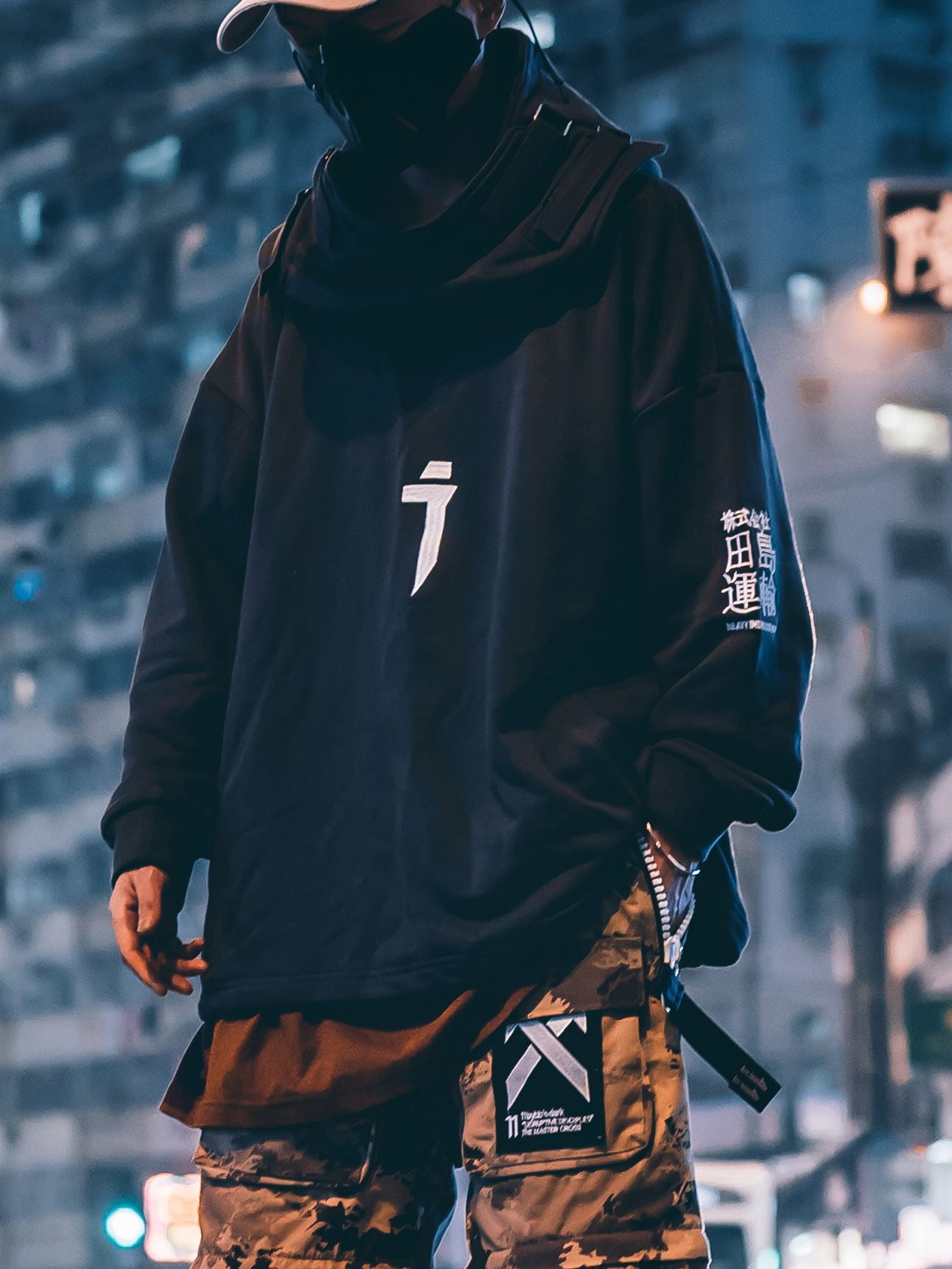 Niepce Inc Streetwear Techwear Kanji Turtleneck Hoodie