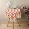 thumbnail image 4 of AuroraX Outdoor Round Tablecloth Picnic Party Table Cloth Red 35x35in Gingham Table Cover, 4 of 6