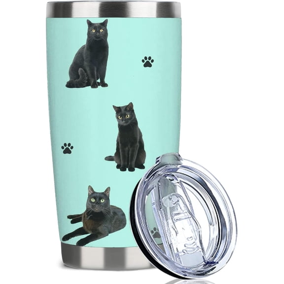 Cat Tumbler Stainless Steel Insulated Travel Coffee Cups with Lid and Straw,Ideal Gift for Cat Dad/Mom