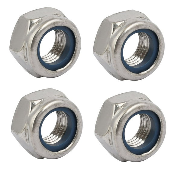 4pcs M12 x 1.5mm Pitch Metric Fine Thread 304 Stainless Steel Hex Lock Nuts