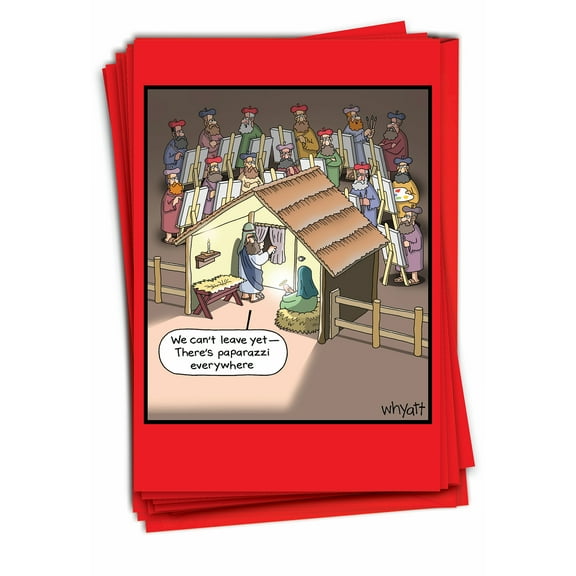 NobleWorks, Paparazzi - 12 Funny Christmas Cards Boxed - Bulk Set, C7697XSG-B12x1