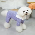 thumbnail image 6 of comerut Pet Pajamas Stripes Pattern Keep Warmth Soft Texture Casual Pet Puppy Bodysuit Clothes for Winter, 6 of 8