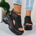 thumbnail image 3 of Rokment Platform Athletic Mesh Walking Nursing Sandals for Women 2026 Comfortable Stretchy Hollow out Open Toe Chunky Wedge High Heels Casual Orthotic Slip on Summer Shoes Black Size 6, 3 of 7