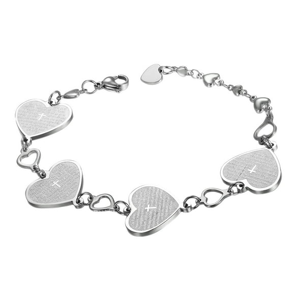 Avaner Stainless Steel Heart Bracelet with 1 Bracelet 1 Bag, Silver