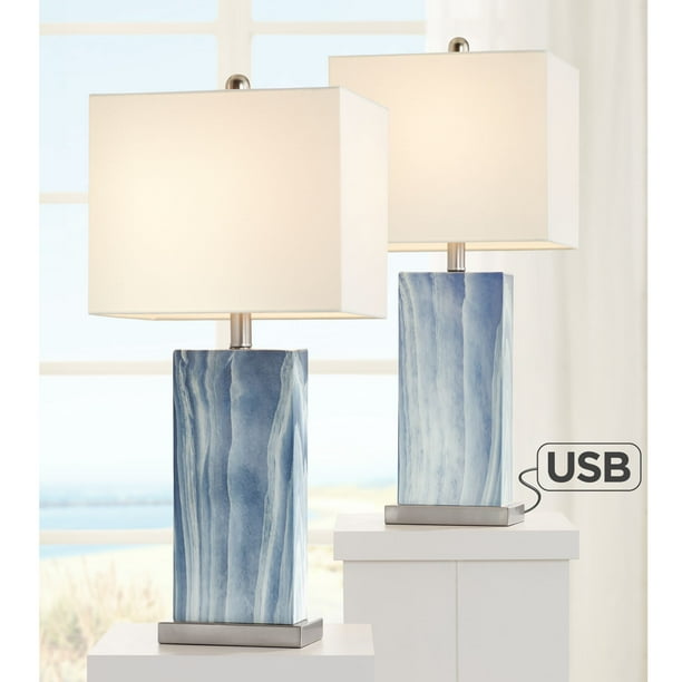 360 Lighting Modern Table Lamps Set of 2 with USB Charging Port