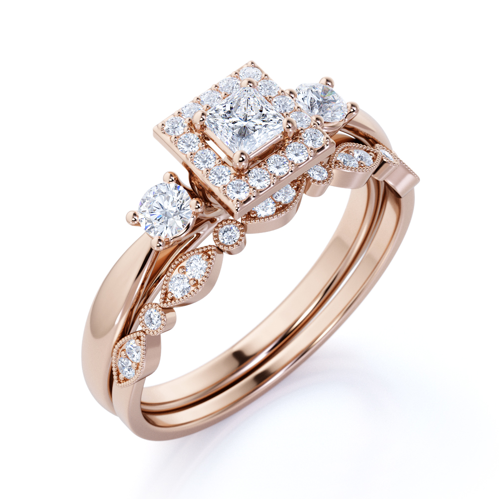 18k rose gold lovely flower like ring in rose rold Art deco 18 ct vintage and romantic ring