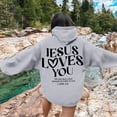 thumbnail image 3 of Jesus Loves You Hoodie Christian Sweatshirt for Teen Girls Long Sleeve Jesus Hoodies Religious Sayings Pullover Hoodies Oversized Bible Verse Sweater Gray L, 3 of 6