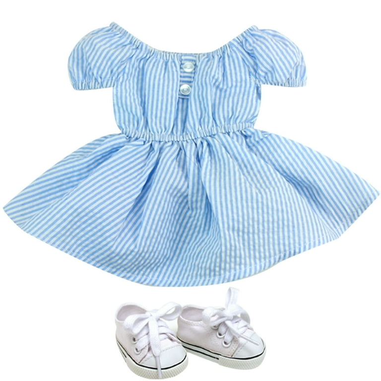 Sophia's Dip-Dyed Striped Romper & Sandals Outfit For 18" Dolls - Summer Beach Set
