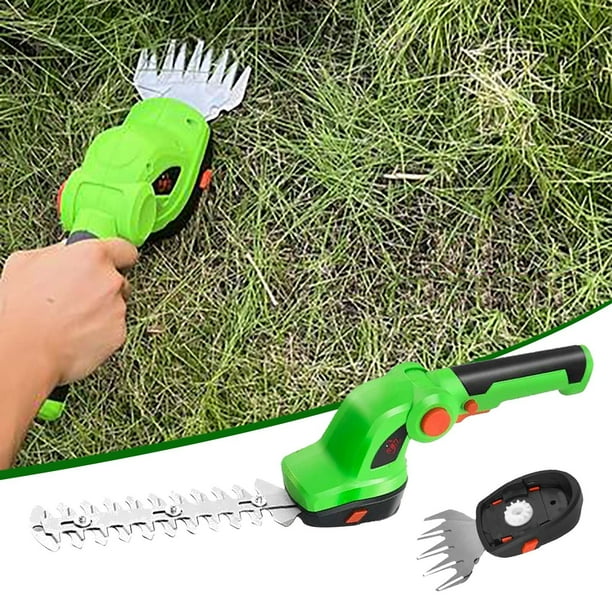 Cortasetos y cortacésped recargable 2 en 1, tijeras de jardín eléctricas inalámbricas con cuchillas SK5, herramienta de poda manual ligera para césped, arbustos y jardines pequeños, 0,9 kg, verde