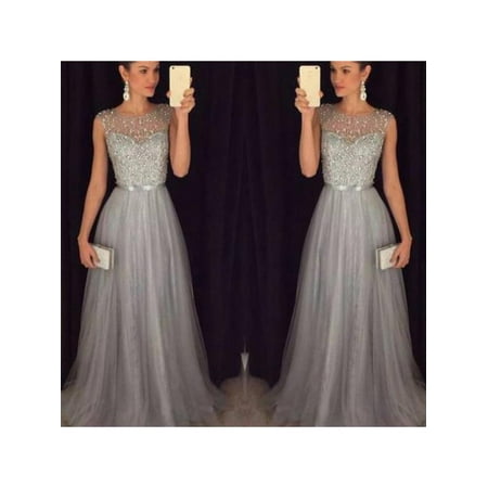 Bridal Salwar Kameez - MAXSUN Elegant Women Long Evening Party Dresses Sequin Sleeveless Formal Wedding Dress