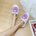 thumbnail image 7 of PacificPlex Womens Smiley Fuzzy Preppy Smile Slippers Retro Cozy Comfy Plush Warm Slip-on Happy Face Slippers Winter Casual Indoor Soft Fluffy House Shoes (8-8.5, Purple), 8-8.5, Purple, 7 of 7