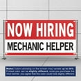 thumbnail image 3 of Now Hiring Mechanic Helper 13 oz Heavy Duty Vinyl Banner Mechanic Helper Jobs Available Vehicle Mechanic Help Wanted Sign Indoor/Outdoor Single-Sided with Metal Grommets (1.5x5 ft, Wh & Re & Bk), 3 of 6