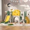 thumbnail image 2 of Kids Slide Playset with Climber, Toddlers Freestanding Castle with Basketball, Storage Area, Tunnel for Indoors and Outdoors, Gift for Children, Yellow, 2 of 6