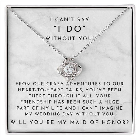 Maid of Honor Proposal Necklace | Timeless Marble Love Knot Necklace Standard Box