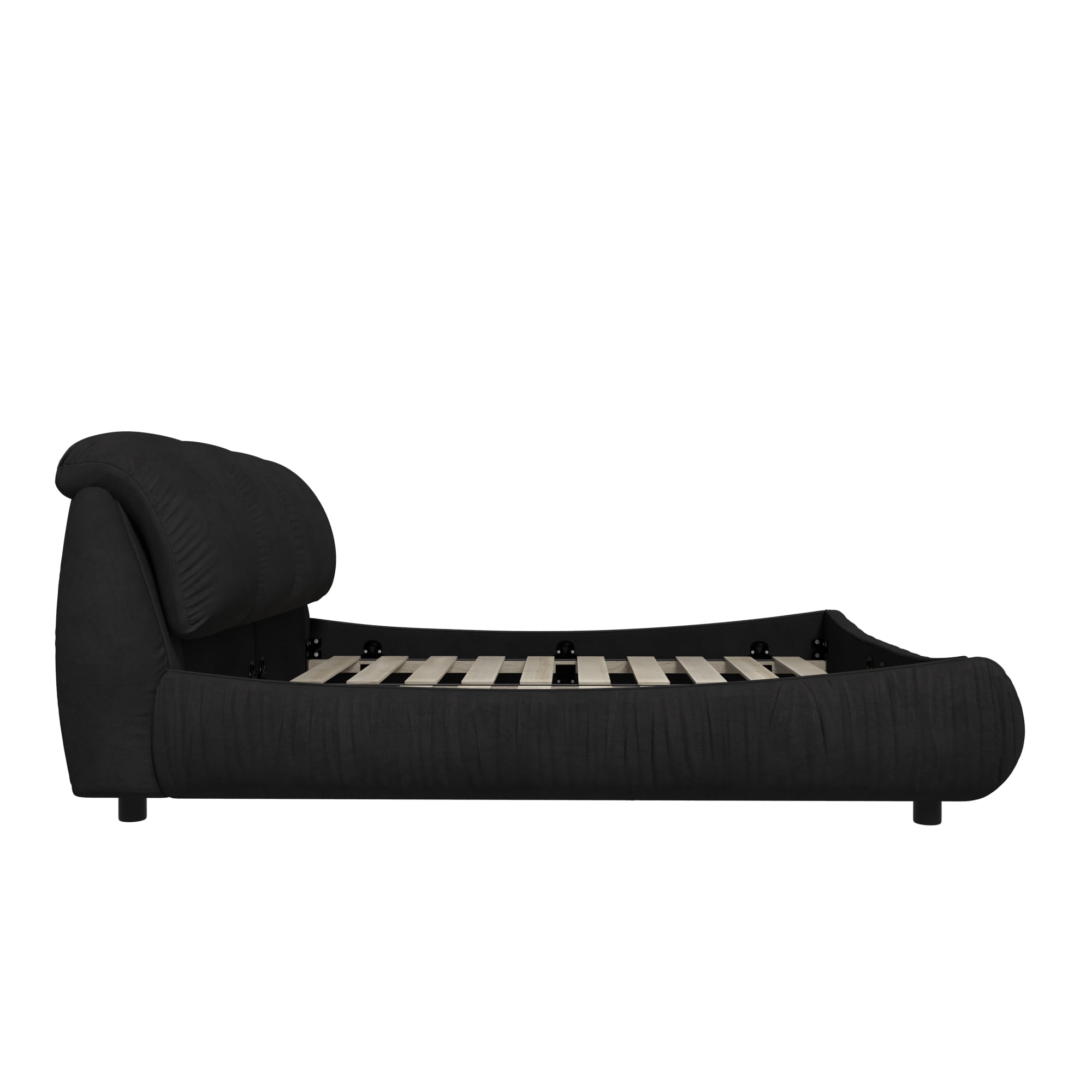 Queen Size Low Profile Upholstered Platform Bed with Oversized Padded Headboard, Soft Modern Luxury Cloud Bed with Slats Support and Solid Wood Frame for Bedroom