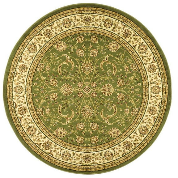SAFAVIEH Lyndhurst Priscilla Traditional Bordered Area Rug, Sage/Ivory, 8' x 8' Round