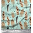 thumbnail image 1 of Soimoi Tissu en Voile de Coton Vert Imprimé Plumes d'Aigle, Largeur 42 Pouces, 1 of 3