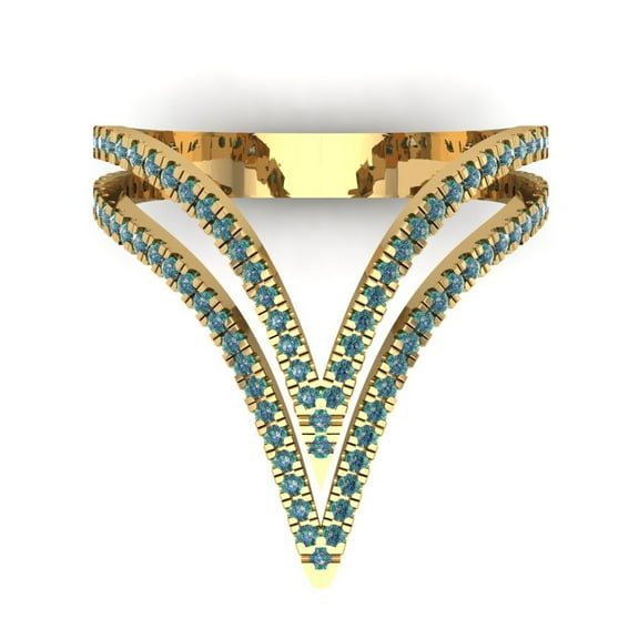 Statement Engagement Ring for Women - 0.525ct Blue Moissanite in 18K Yellow Gold Promise Ring