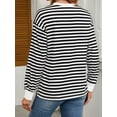 thumbnail image 5 of Ipladies Womens Tunic Tops Long Sleeve Striped Shirts Crewneck Tops Black & White L, 5 of 7