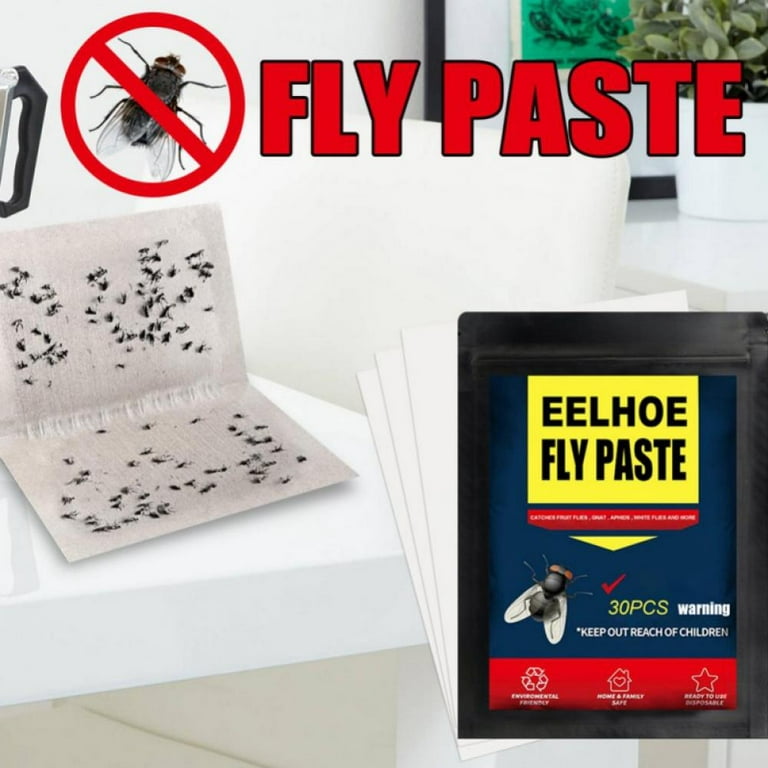 30PCS Fly Paper Fly Strips Fly Catcher Strips 16 Pack Sticky Fruit Fly Trap  for House Indoor Outdoor Use