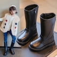 thumbnail image 4 of Botas de cuero de moda para niños Botas largas de invierno para niñas Botas de cuero para niñas medianas y grandes Botas de algodón cálidas con forro polar, 4 of 5