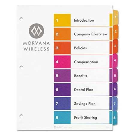 Avery 11133 Ready Index TOC Dividers, Tabs 1-8, Letter Size, Colors, 8 ...